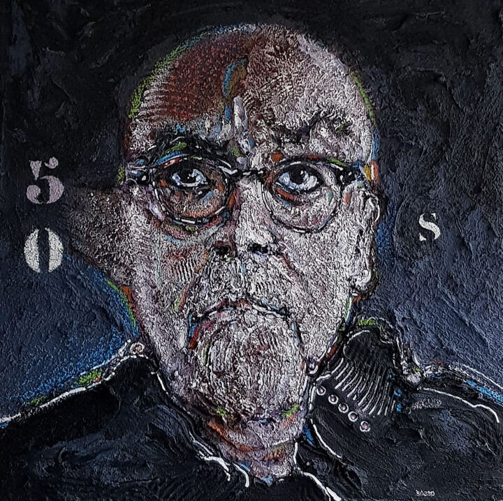 Autoportrait acrylique sur panneau Wedi